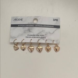 Ardene Gold Heart Earrings Set